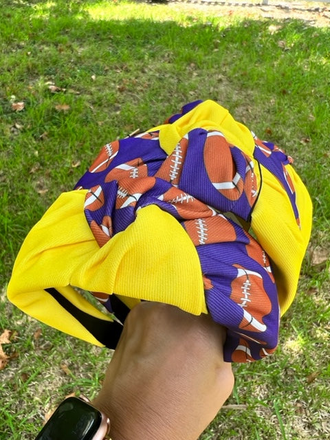 Purple Yellow Football Headband