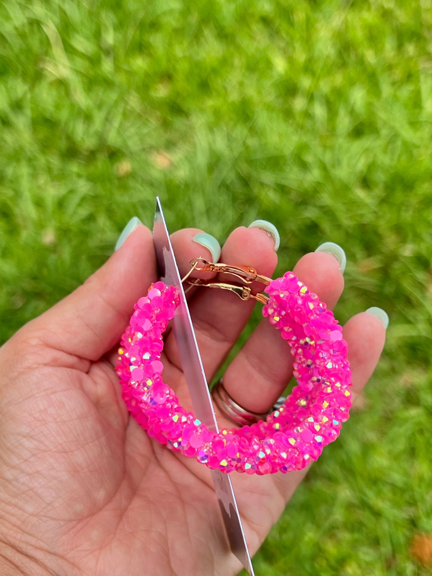 Hot Pink Rhinestone Earring