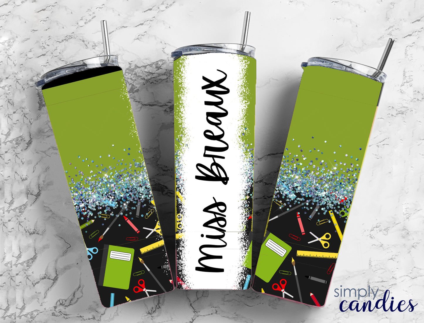 Personalized Green Supplies Skinny Tumbler