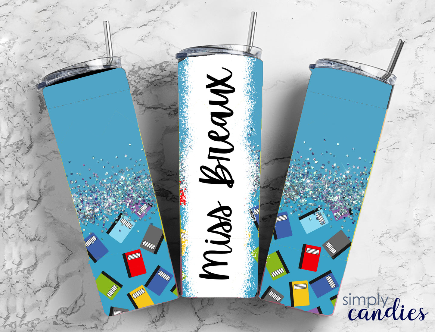 Personalized Blue Supplies Skinny Tumbler