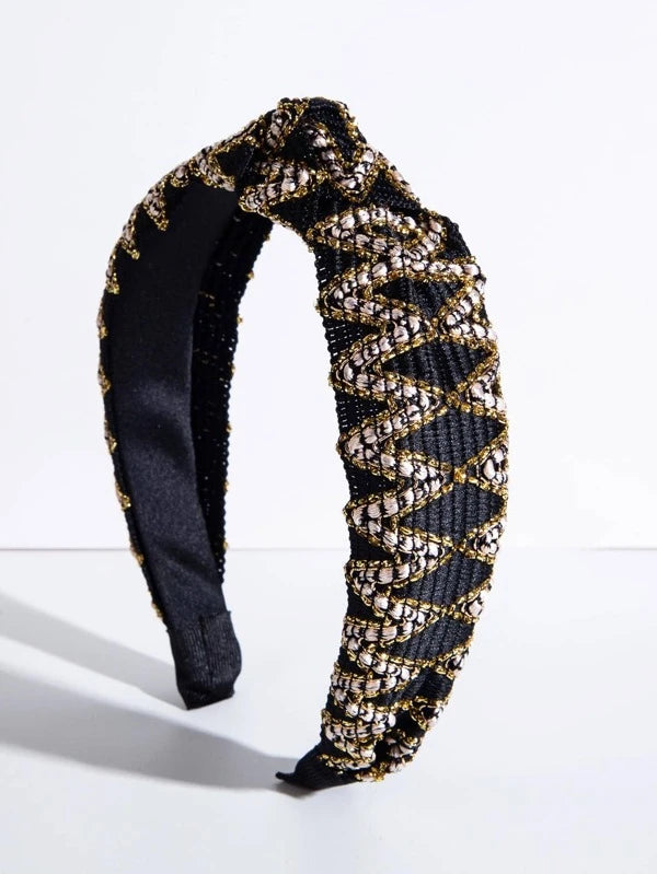 Black and Gold Woven Headband