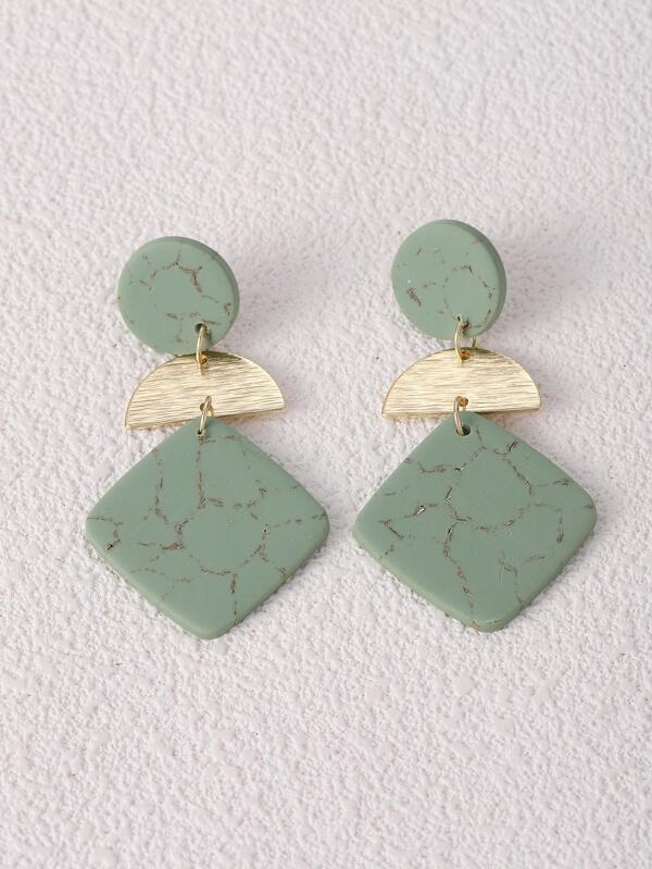 Green & Gold Clay Earring