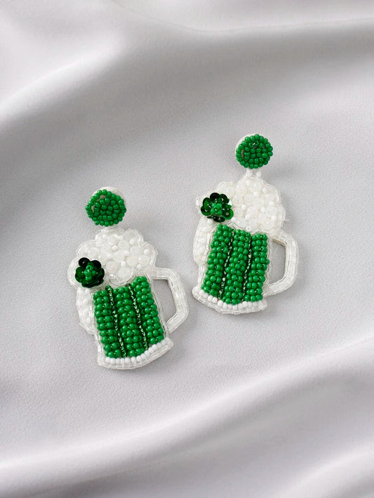 Green Beer Earrings