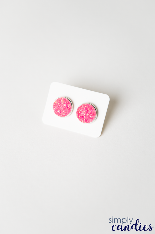 Hot Pink Shimmer Stone Studs