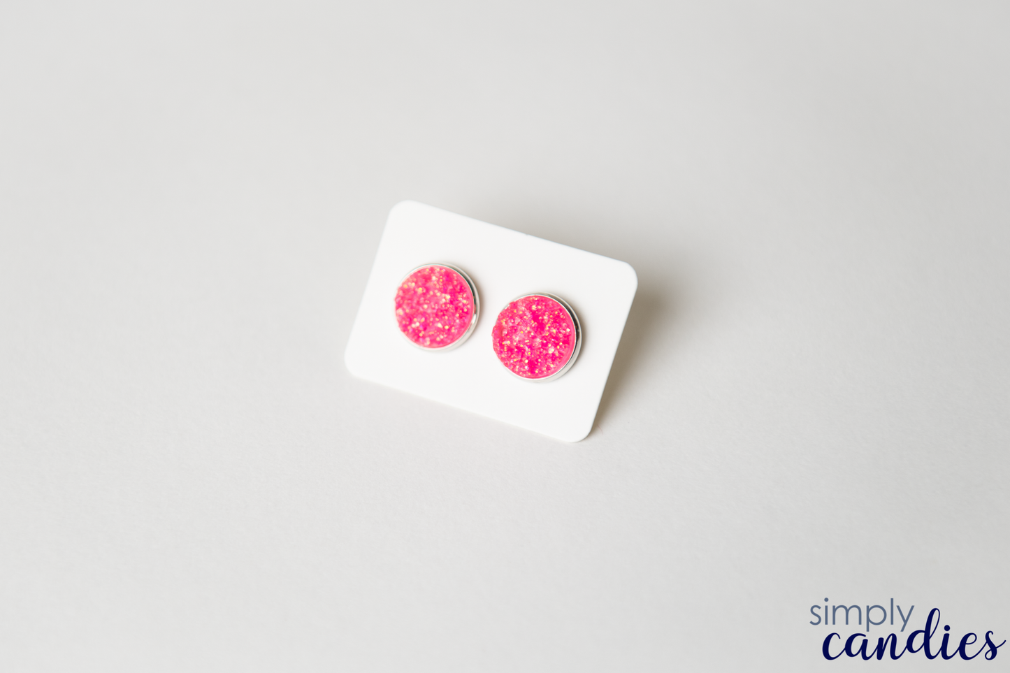 Hot Pink Shimmer Stone Studs