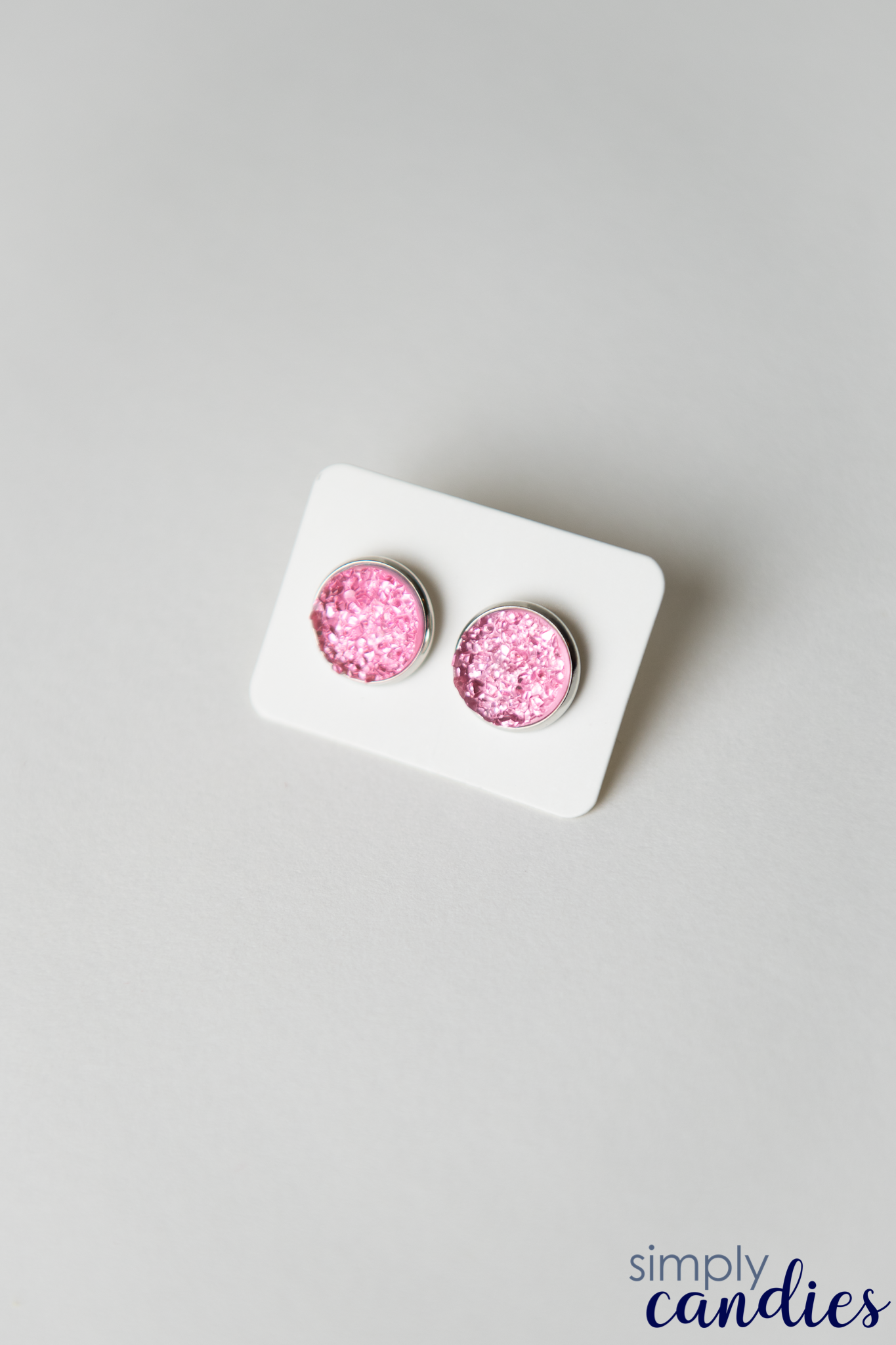 Pink Glitter Stone Studs