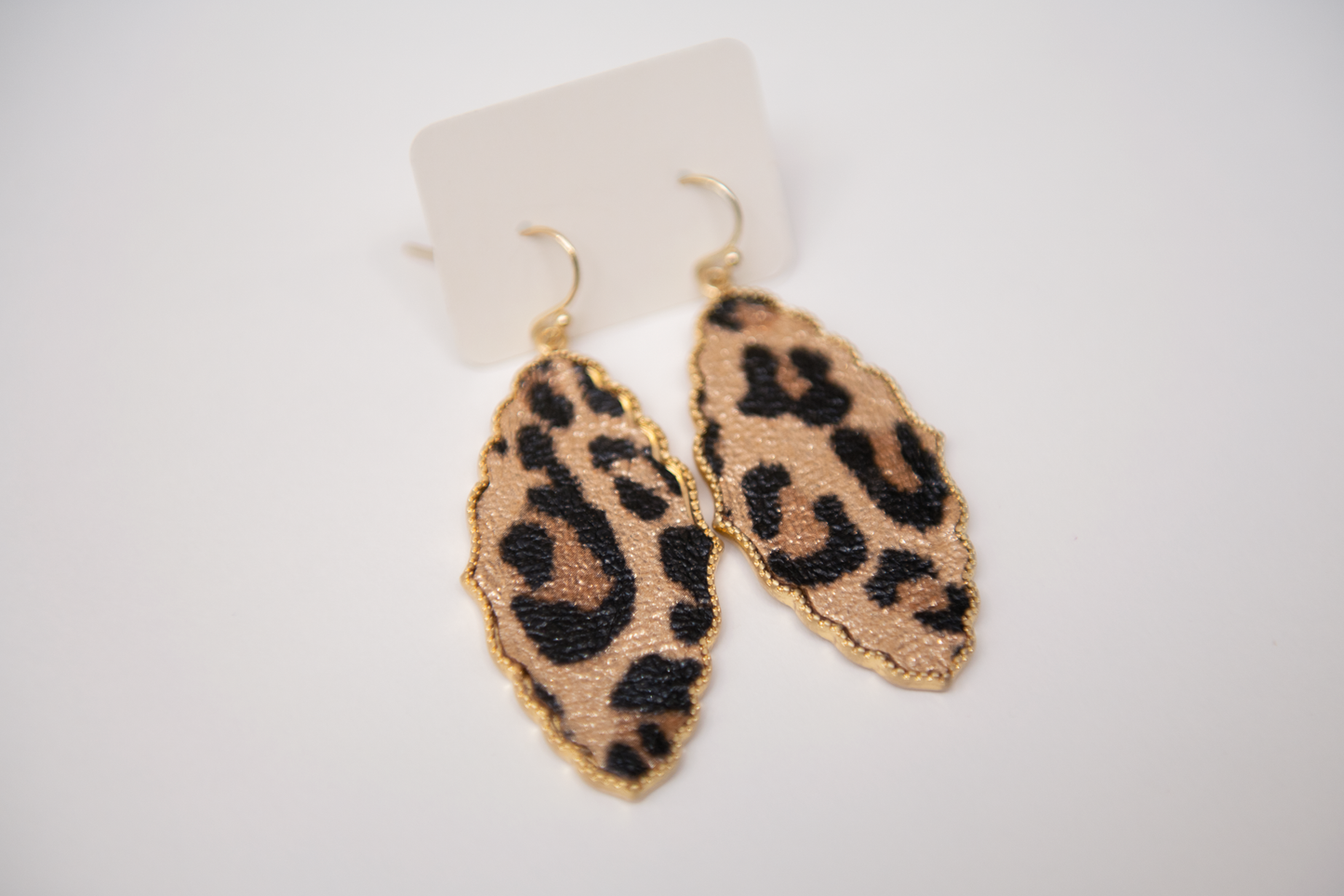Beige Leopard Drop Earring