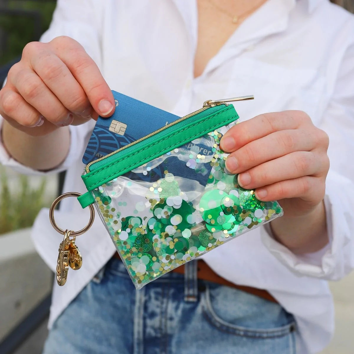 Green Confetti Keychain