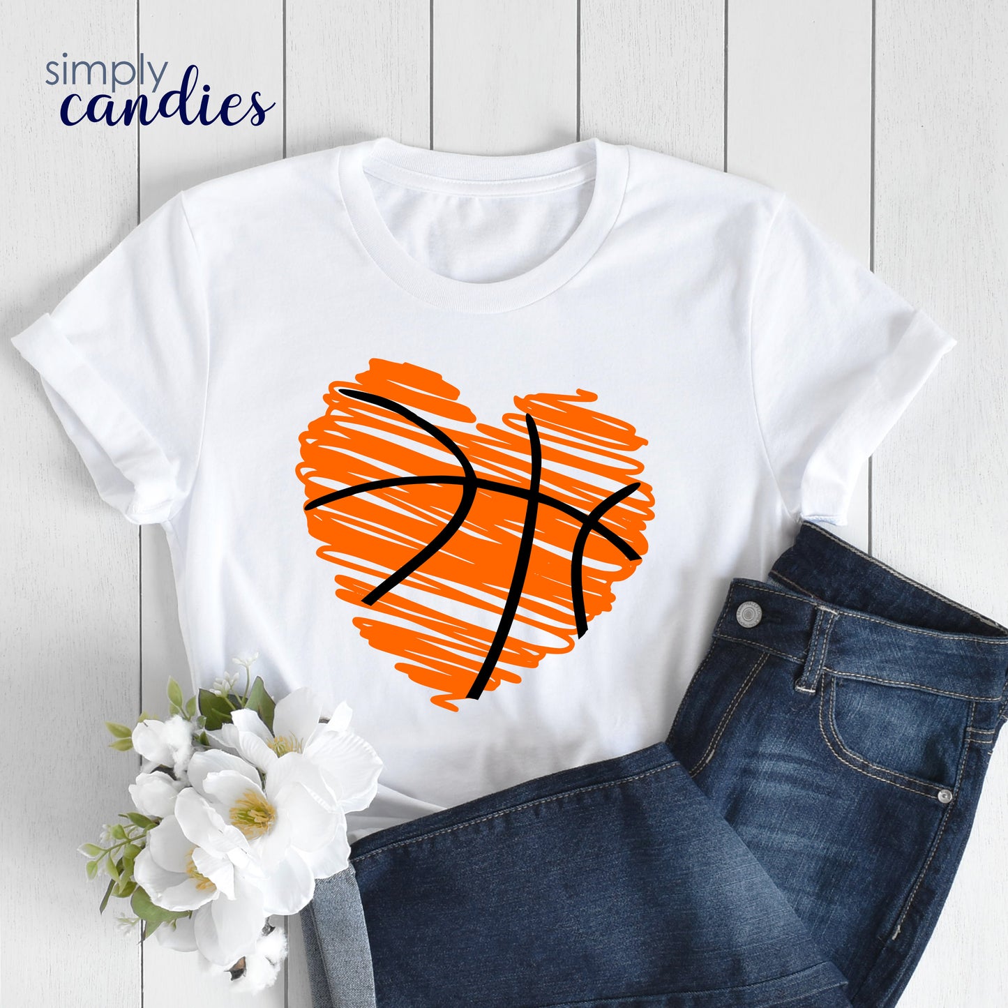 Adult Basketball Heart T-Shirt