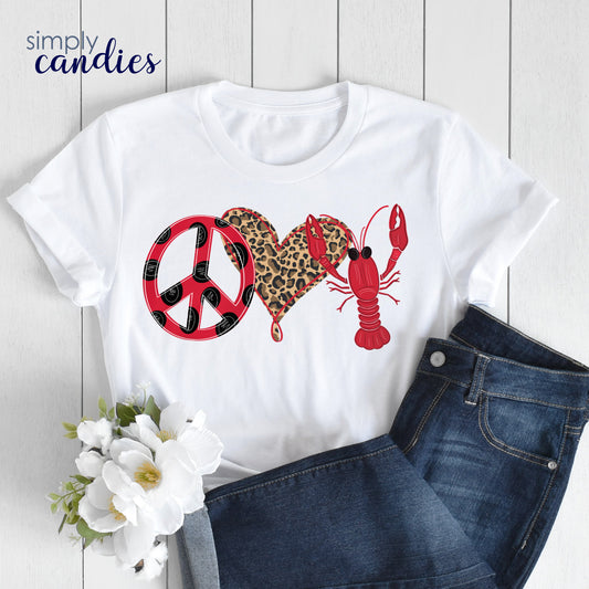 Adult Peace Love Crawfish Shirt