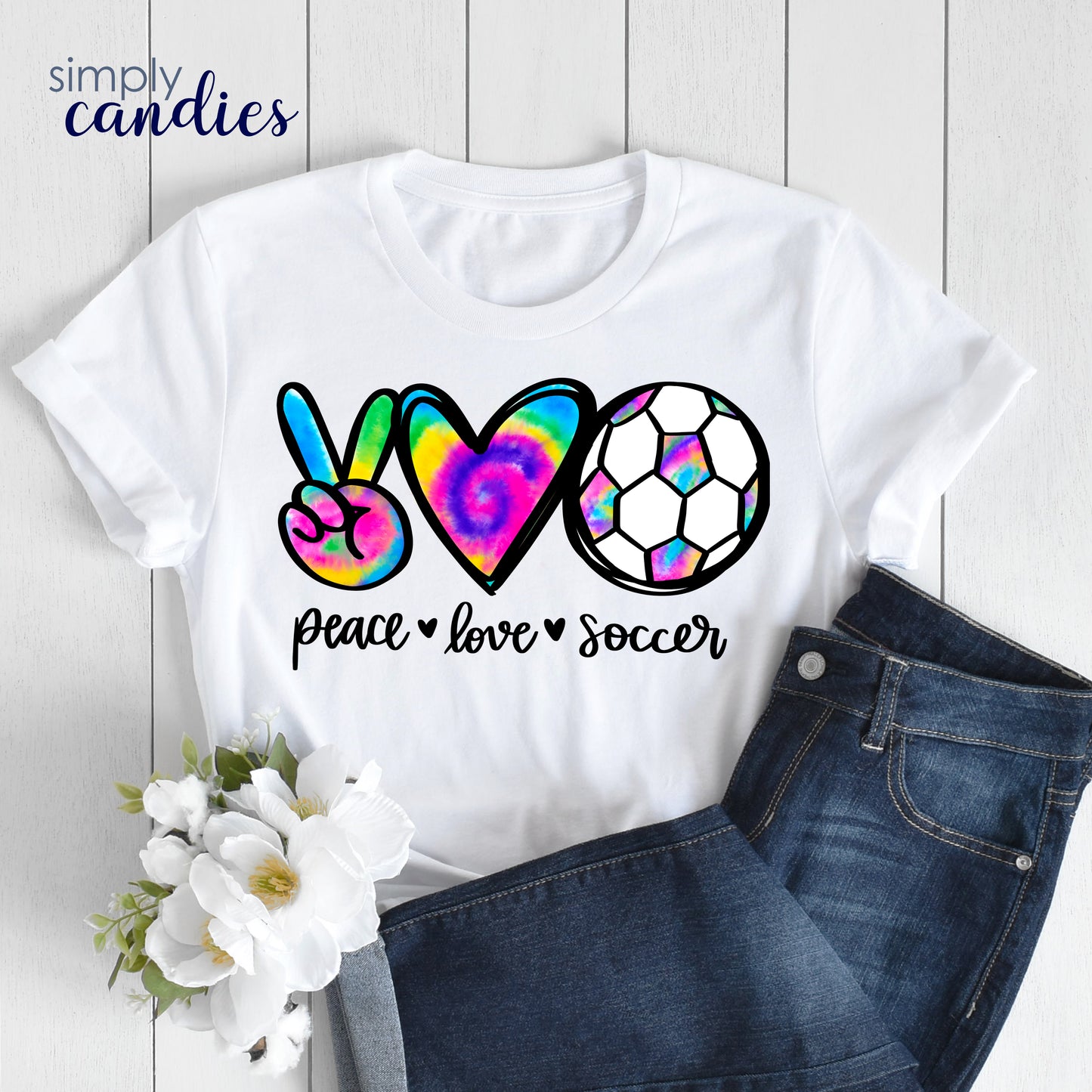 Adult Peace Love Soccer T-Shirt