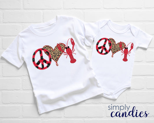 Child Peace Love Crawfish T-Shirt