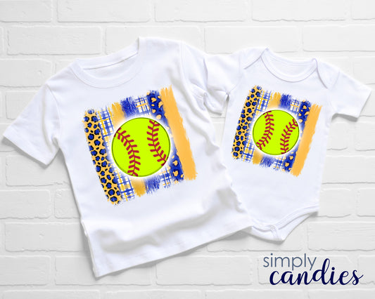 Child Blue Gold Softball T-Shirt